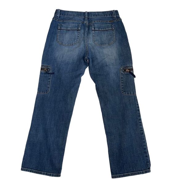 Simply Vera Vera Wang Jean Capris Size 10 Blue Zippered Pockets Utility - Picture 2 of 14